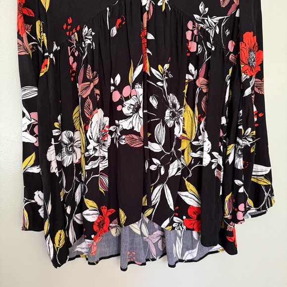 Free People Bella Floral Tunic Top Mini Dress Black Yellow Red White Size Small - Picture 9 of 11